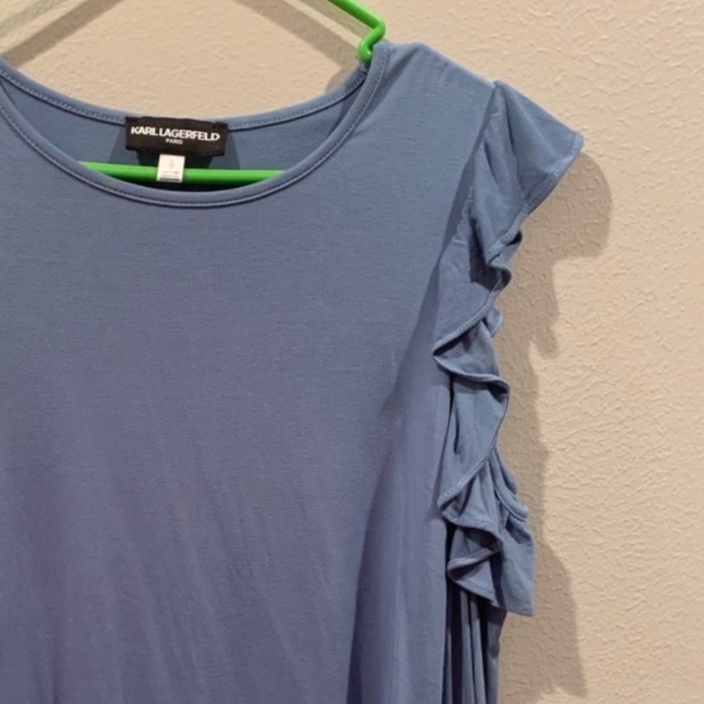 blue open shoulder long sleeve